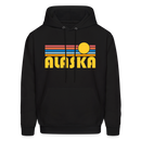 Alaska Hoodie - Retro Sunrise Alaska Crewneck Hooded Sweatshirt - black