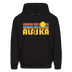 Alaska Hoodie - Retro Sunrise Alaska Crewneck Hooded Sweatshirt - black