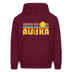 Alaska Hoodie - Retro Sunrise Alaska Crewneck Hooded Sweatshirt - burgundy