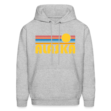 Alaska Hoodie - Retro Sunrise Alaska Crewneck Hooded Sweatshirt - heather gray