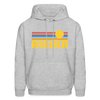 Alaska Hoodie - Retro Sunrise Alaska Crewneck Hooded Sweatshirt - heather gray