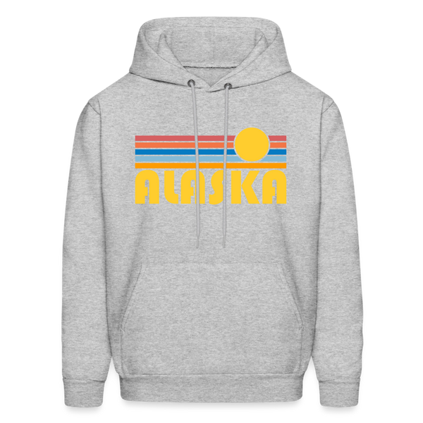 Alaska Hoodie - Retro Sunrise Alaska Crewneck Hooded Sweatshirt - heather gray