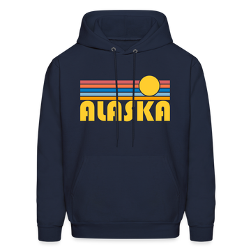 Alaska Hoodie - Retro Sunrise Alaska Crewneck Hooded Sweatshirt - navy