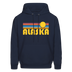 Alaska Hoodie - Retro Sunrise Alaska Crewneck Hooded Sweatshirt - navy