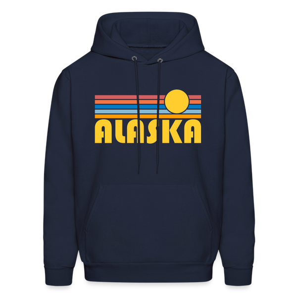 Alaska Hoodie - Retro Sunrise Alaska Crewneck Hooded Sweatshirt - navy
