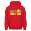 Alaska Hoodie - Retro Sunrise Alaska Crewneck Hooded Sweatshirt - red