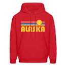 Alaska Hoodie - Retro Sunrise Alaska Crewneck Hooded Sweatshirt - red