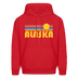 Alaska Hoodie - Retro Sunrise Alaska Crewneck Hooded Sweatshirt - red