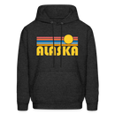 Alaska Hoodie - Retro Sunrise Alaska Crewneck Hooded Sweatshirt - charcoal grey