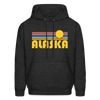 Alaska Hoodie - Retro Sunrise Alaska Crewneck Hooded Sweatshirt - charcoal grey