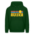Alaska Hoodie - Retro Sunrise Alaska Crewneck Hooded Sweatshirt - forest green