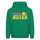 Alaska Hoodie - Retro Sunrise Alaska Crewneck Hooded Sweatshirt - kelly green