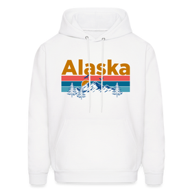 Alaska Hoodie - Retro Mountain & Birds Alaska Hooded Sweatshirt - white
