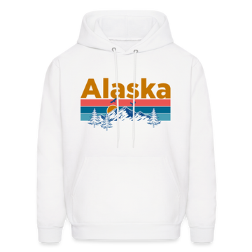 Alaska Hoodie - Retro Mountain & Birds Alaska Hooded Sweatshirt - white