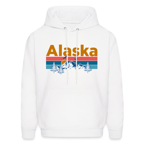 Alaska Hoodie - Retro Mountain & Birds Alaska Hooded Sweatshirt - white