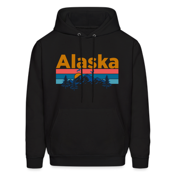 Alaska Hoodie - Retro Mountain & Birds Alaska Hooded Sweatshirt - black