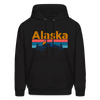 Alaska Hoodie - Retro Mountain & Birds Alaska Hooded Sweatshirt - black