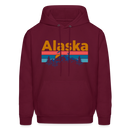 Alaska Hoodie - Retro Mountain & Birds Alaska Hooded Sweatshirt - burgundy