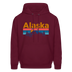 Alaska Hoodie - Retro Mountain & Birds Alaska Hooded Sweatshirt - burgundy