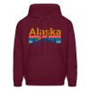 Alaska Hoodie - Retro Mountain & Birds Alaska Hooded Sweatshirt - burgundy