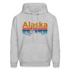 Alaska Hoodie - Retro Mountain & Birds Alaska Hooded Sweatshirt - heather gray