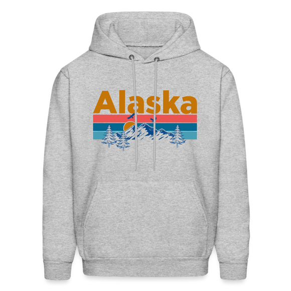 Alaska Hoodie - Retro Mountain & Birds Alaska Hooded Sweatshirt - heather gray