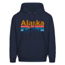 Alaska Hoodie - Retro Mountain & Birds Alaska Hooded Sweatshirt - navy