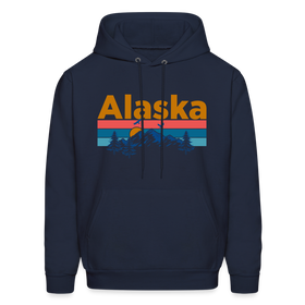 Alaska Hoodie - Retro Mountain & Birds Alaska Hooded Sweatshirt - navy
