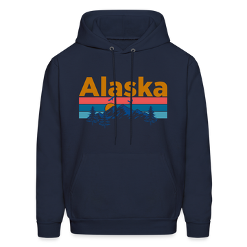 Alaska Hoodie - Retro Mountain & Birds Alaska Hooded Sweatshirt - navy