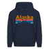 Alaska Hoodie - Retro Mountain & Birds Alaska Hooded Sweatshirt - navy