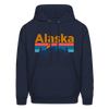 Alaska Hoodie - Retro Mountain & Birds Alaska Hooded Sweatshirt - navy