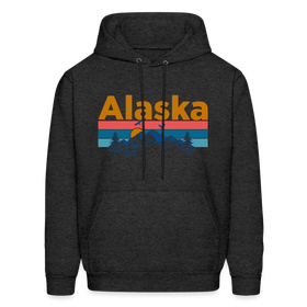 Alaska Hoodie - Retro Mountain & Birds Alaska Hooded Sweatshirt - charcoal grey