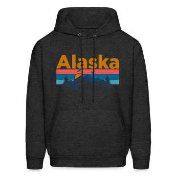 Alaska Hoodie - Retro Mountain & Birds Alaska Hooded Sweatshirt - charcoal grey