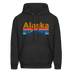 Alaska Hoodie - Retro Mountain & Birds Alaska Hooded Sweatshirt - charcoal grey