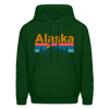 Alaska Hoodie - Retro Mountain & Birds Alaska Hooded Sweatshirt - forest green