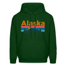 Alaska Hoodie - Retro Mountain & Birds Alaska Hooded Sweatshirt - forest green