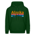 Alaska Hoodie - Retro Mountain & Birds Alaska Hooded Sweatshirt - forest green