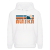 Alaska Hoodie - Retro Mountain Alaska Crewneck Hooded Sweatshirt - white