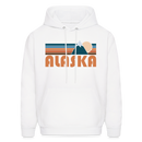 Alaska Hoodie - Retro Mountain Alaska Crewneck Hooded Sweatshirt - white