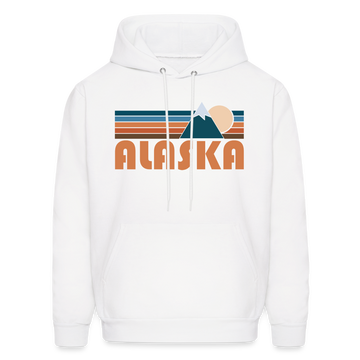 Alaska Hoodie - Retro Mountain Alaska Crewneck Hooded Sweatshirt - white