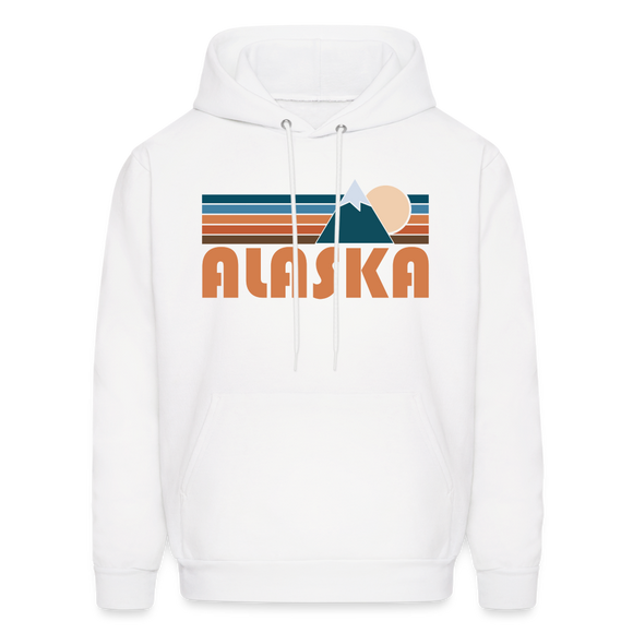 Alaska Hoodie - Retro Mountain Alaska Crewneck Hooded Sweatshirt - white