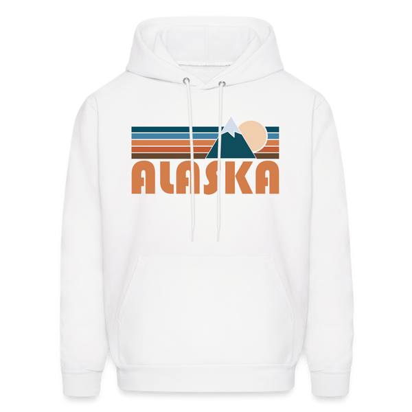 Alaska Hoodie - Retro Mountain Alaska Crewneck Hooded Sweatshirt - white