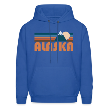 Alaska Hoodie - Retro Mountain Alaska Crewneck Hooded Sweatshirt - royal blue