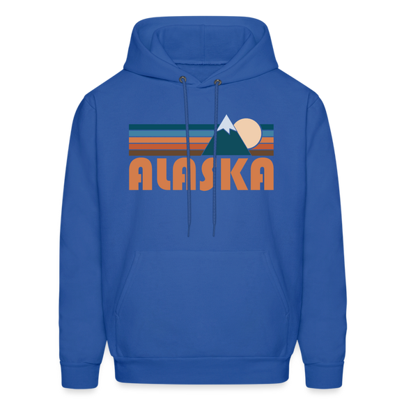 Alaska Hoodie - Retro Mountain Alaska Crewneck Hooded Sweatshirt - royal blue