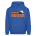 Alaska Hoodie - Retro Mountain Alaska Crewneck Hooded Sweatshirt - royal blue