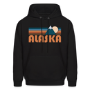Alaska Hoodie - Retro Mountain Alaska Crewneck Hooded Sweatshirt - black