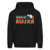 Alaska Hoodie - Retro Mountain Alaska Crewneck Hooded Sweatshirt - black