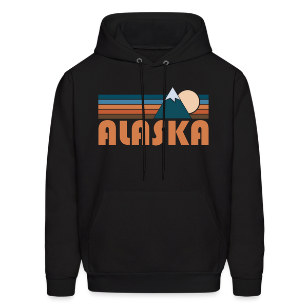 Alaska Hoodie - Retro Mountain Alaska Crewneck Hooded Sweatshirt - black