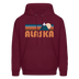 Alaska Hoodie - Retro Mountain Alaska Crewneck Hooded Sweatshirt - burgundy