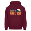 Alaska Hoodie - Retro Mountain Alaska Crewneck Hooded Sweatshirt - burgundy